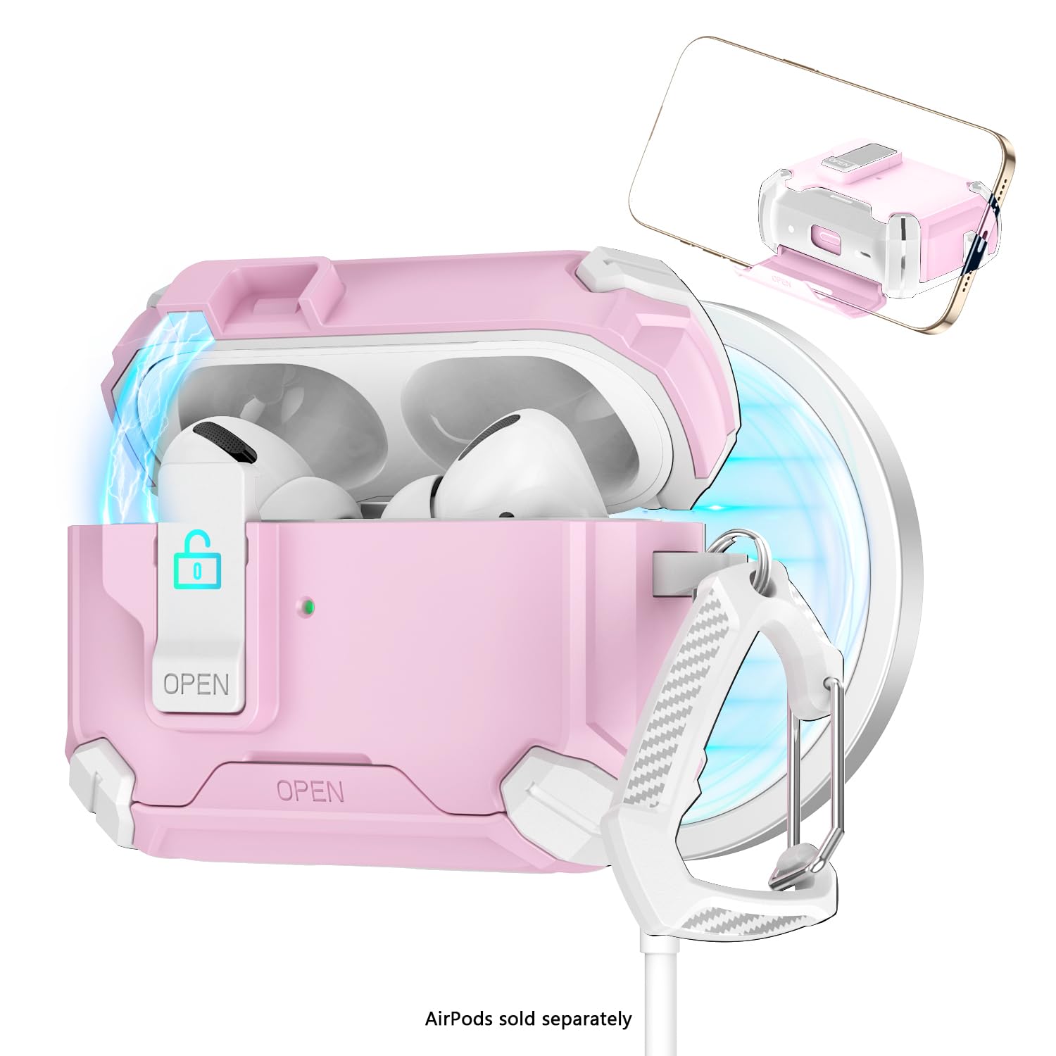 Sahara - Custodia resistente con serratura di sicurezza serie Raider, compatibile con MagSafe per AirPods Pro 3, Desert Rose, (HP00220)
