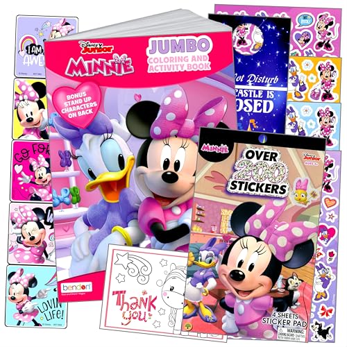 Image of Bendon Minnie Mouse Coloring Book Stickers Set with Coloring Book and Minnie Stickers, Reward Sticker Set, and More