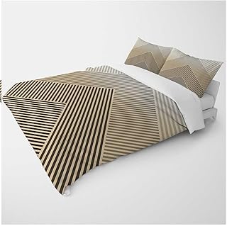 YANFENQI Queen Comforter Duvet Cover Cream Coloured Geometric Checked for Camping Comforter for Kids Teens Adults (Queen,90