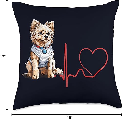 Miniatura 4 de Juguete ruso Heartbeat EKG divertido para fanáticos de perros y propietarios, almohada de 18 x 18 pulgadas, multicolor