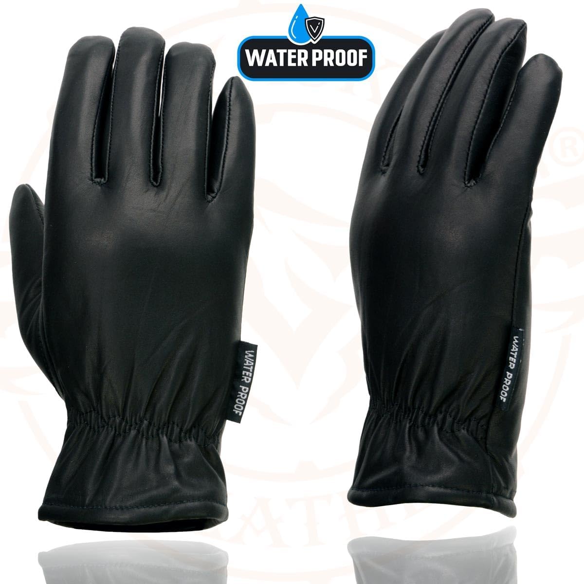 Milwaukee Leather MG7523 Men's Black Leather Waterproof Cruiser Motorcycle Hand Gloves - Image 3