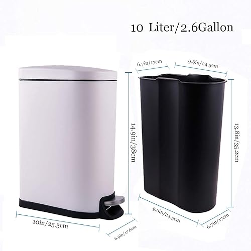 Miniatura 4 de Basurero delgado y pequeño con tapa, cierre suave y extraíble, cubo de basura rectangular estrecho para baño, dormitorio, oficina, acabado mate
