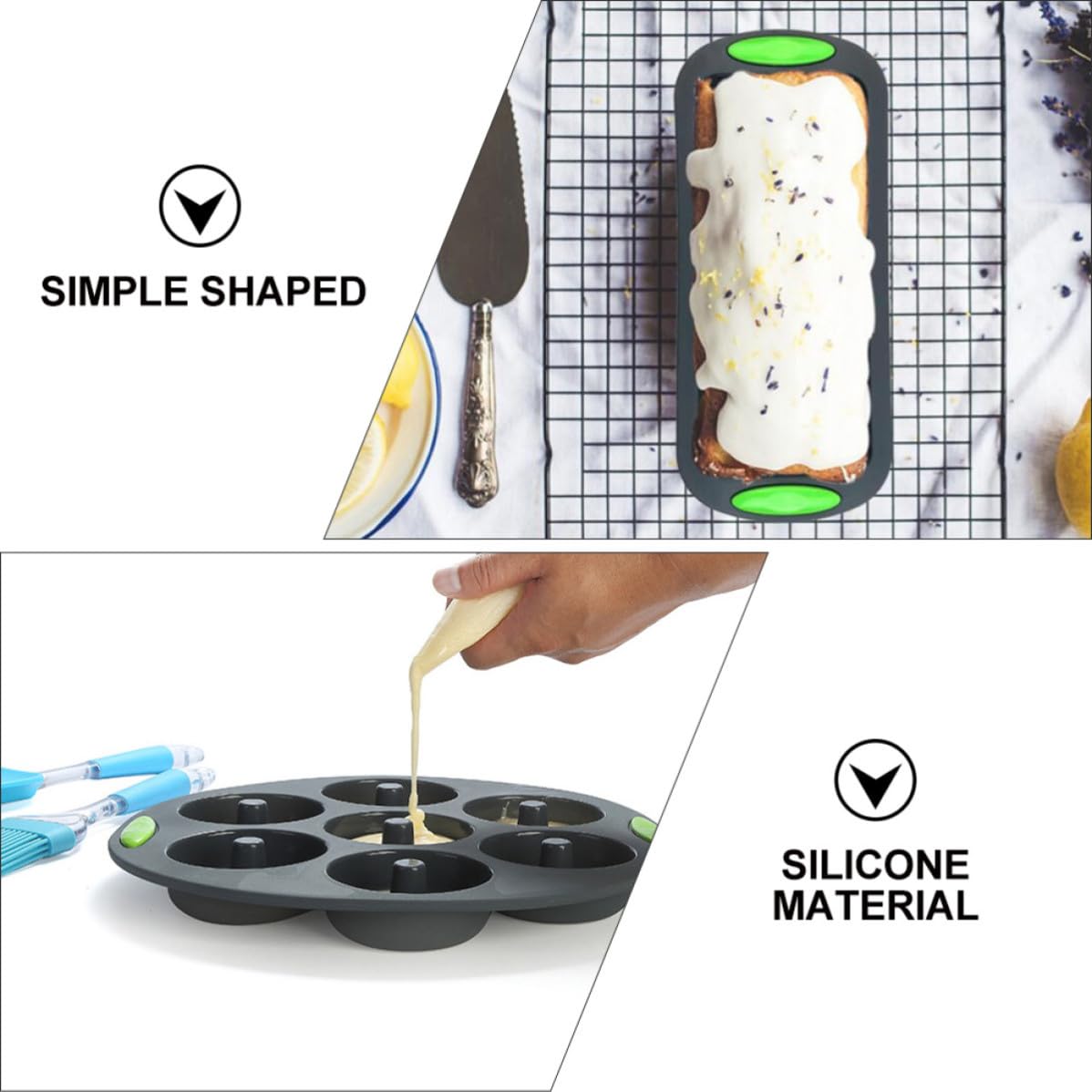 ULTECHNOVO 5 Pièces Set de Moules à Gâteau Silicone Gris Kit de Moules Réutilisables et Faciles à Nettoyer pour Pâtisserie DIY Ustensiles de Cuisine Pratiques pour Cake
