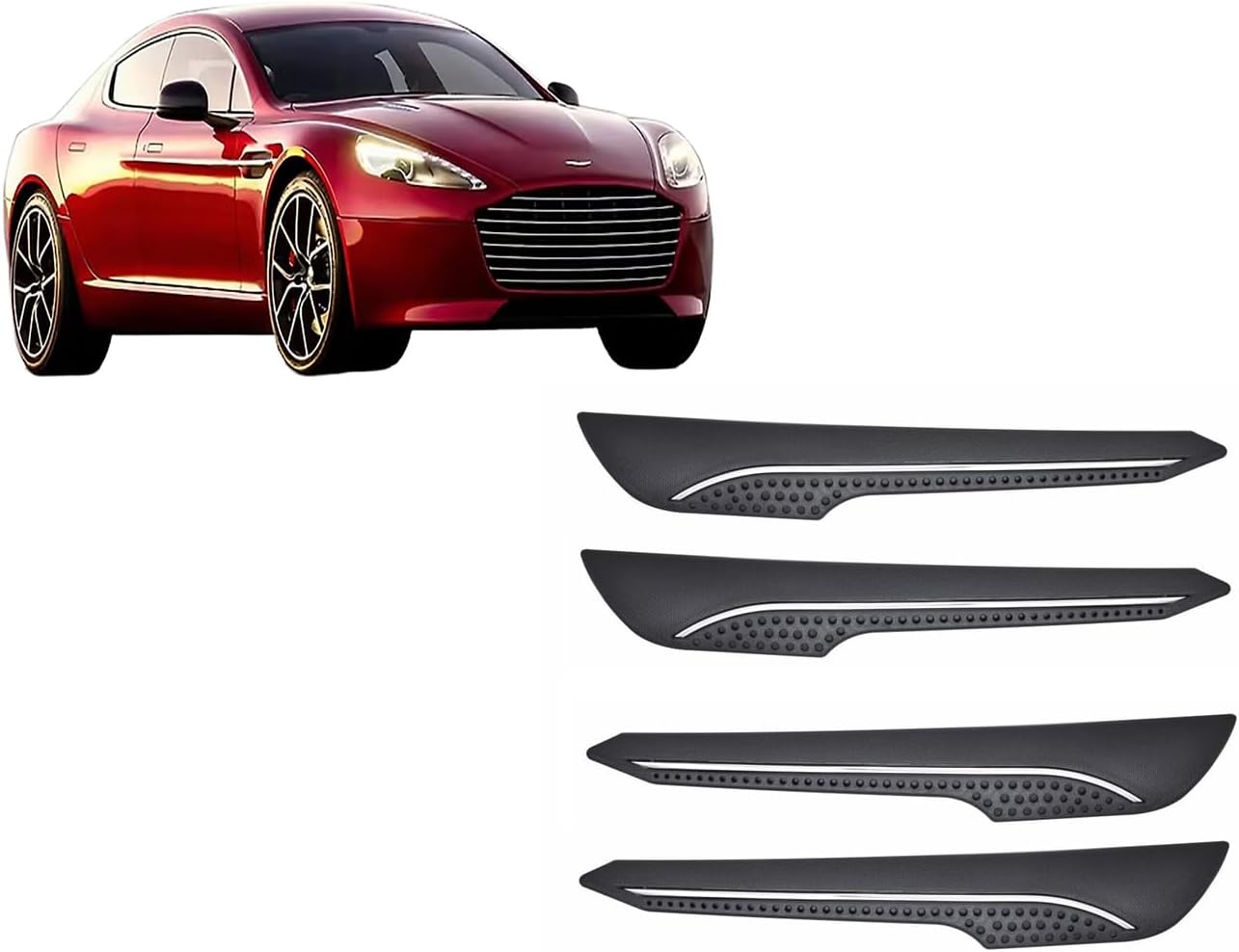 Car Accessories - Car Bumper Guard Scratch Protector Compatible with Aston Martin Rapide Accessories All - Durable & Flexible Design Crome (Set of 4 Pieces)