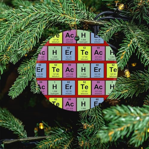 Science Teacher Chemical Elements Cute Christmas Decorations Hanging Ceramic Round Pendant Tree Ornaments - Image 5