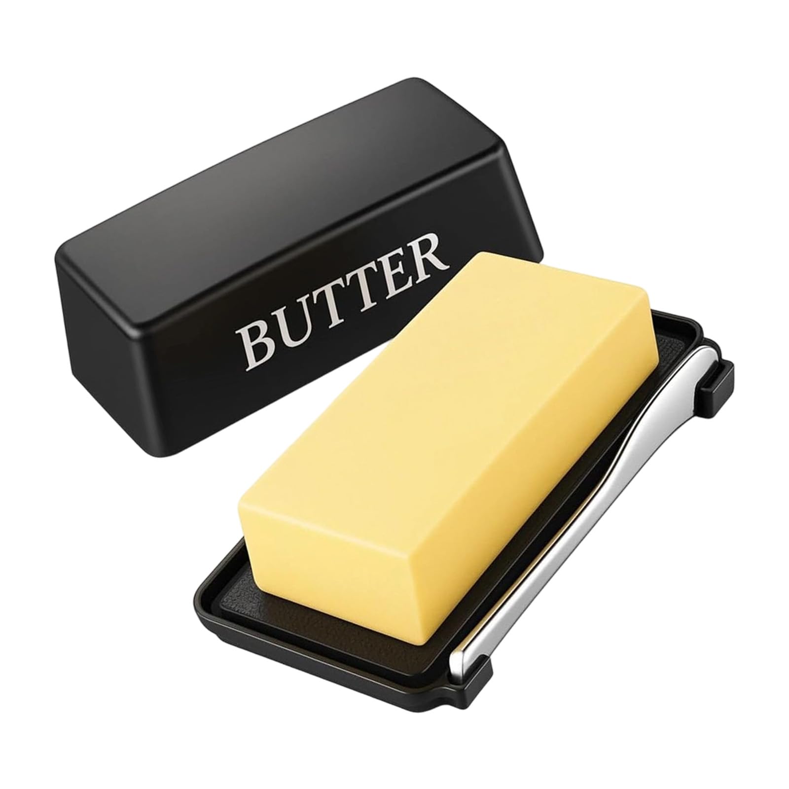 Tsophreniq Butter Holder with Nonslip Integrated Slicers, Tight-Sealing PP Lid & Easy-Clean Kitchen Storage PP Storage Box Kitchen Organizers with Sealed Cover