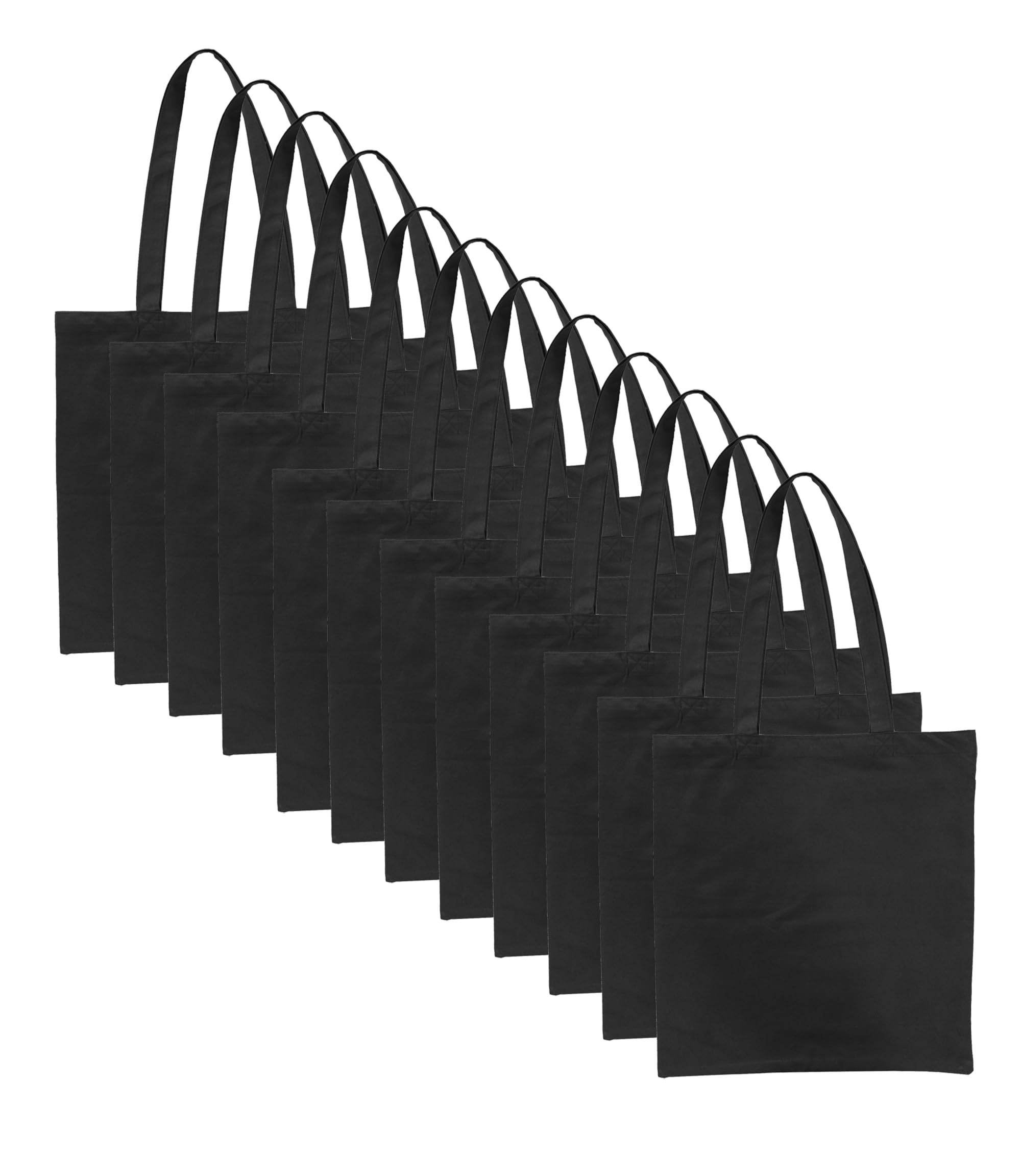 Popular Handicrafts 12 Pack Economical 14"x15" Cotton Tote Bag Lightweight Reusable Grocery Shopping Cloth Bags