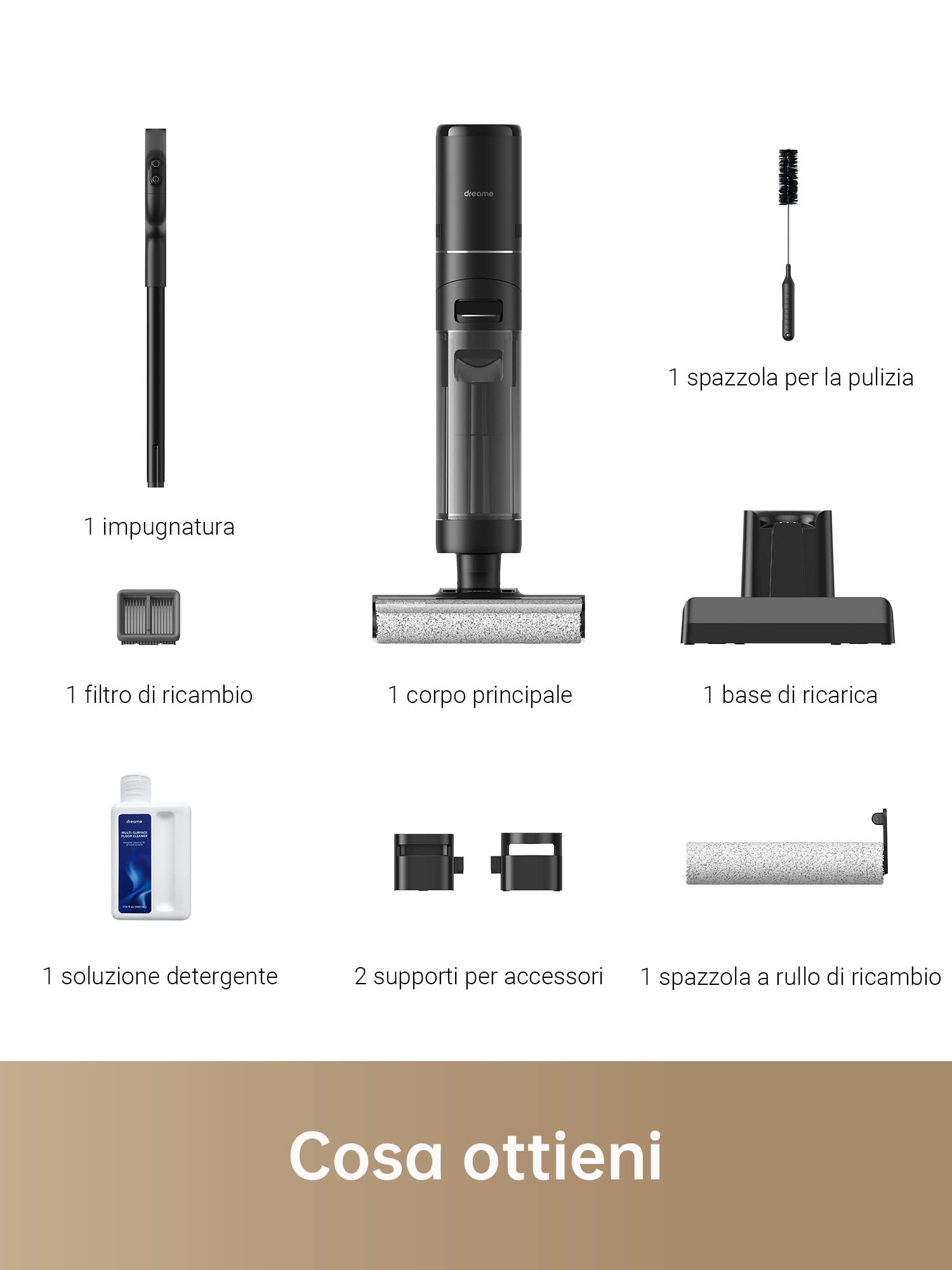 DREAME H12 Pro Aspirapolvere Lavapavimenti Senza Fili, Pulizia Bordi, Autopulente, Asciugatura ad Aria Calda, Serbatoio Acqua 900 ml, 35min Autonomia, Peli Animali Domestici, Pavimenti Duri