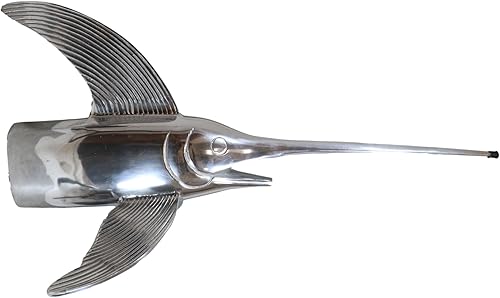 Miniatura 7 de Ebros Gift Náutico marino pulido aluminio metal espada cabeza decoración placa costera mar marlin figura decorativa