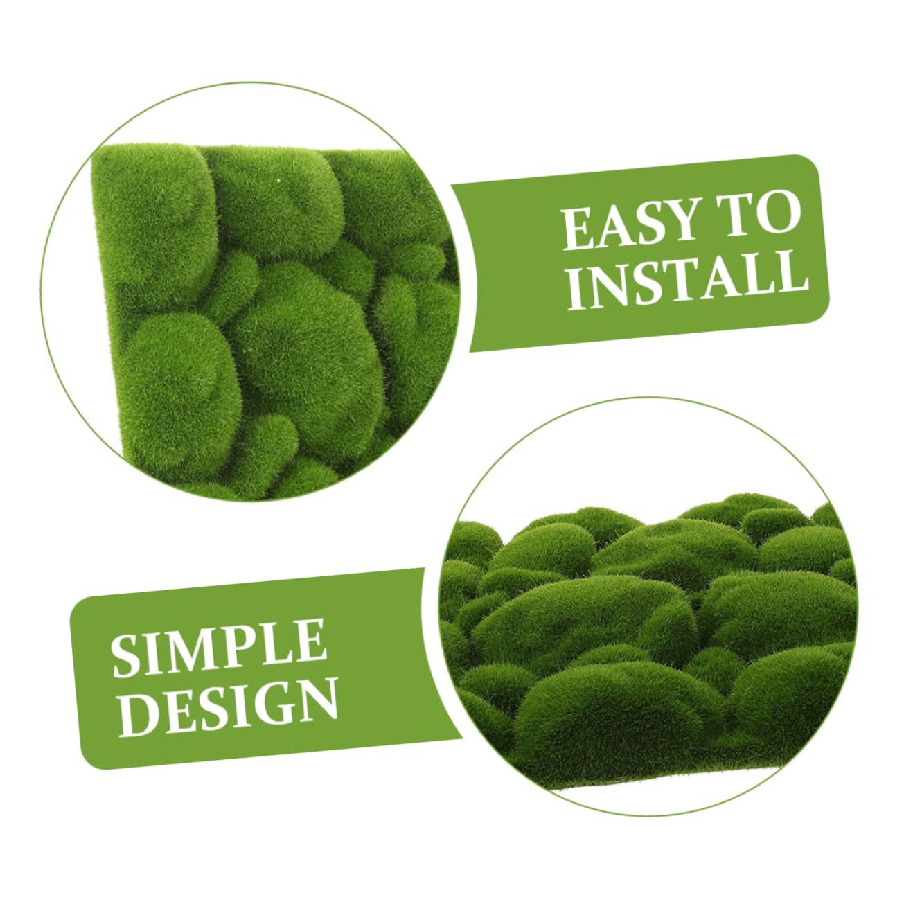 TOPBATHY Panel Decorativo de Musgo Artificial 3 Piezas Cuadradas de Espuma