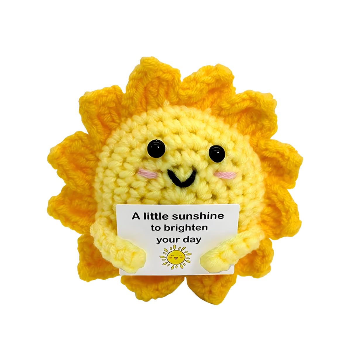 Emotional Support Gift, Positive Handmade Pocket Hug Crochet Sun with Affirmation Tag, Cute Motivational Gifts for Family Members, Friends, Colleagues