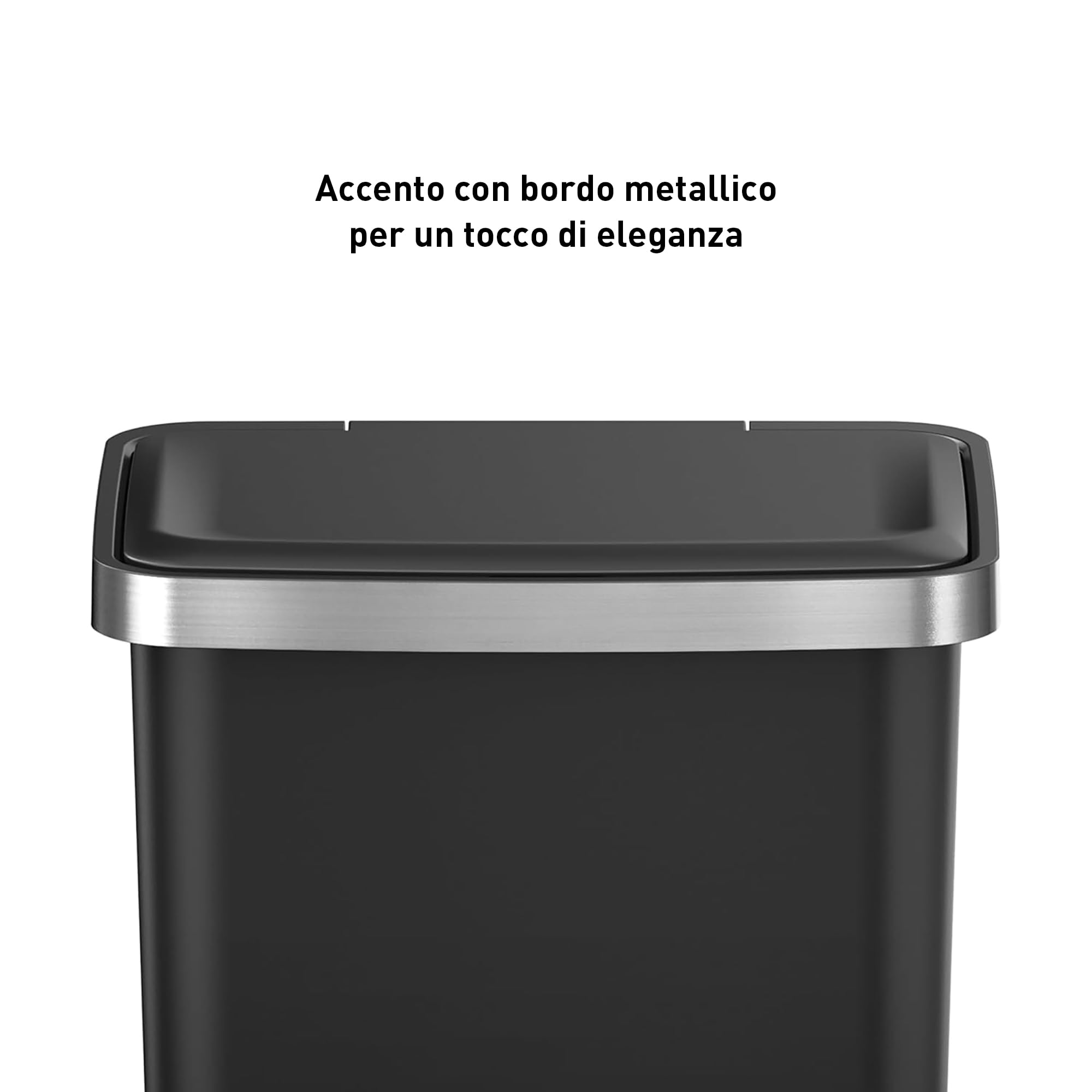 EKO HANA | Pattumiera da bagno e cucina nera da 15 litri con pedale e chiusura ammortizzata | Pattumiera compatta e moderna per bagno o cucina