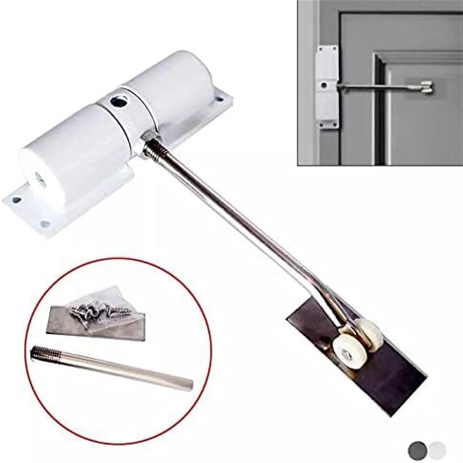 chiudiporta automatico. Chiusura silenziosa automatica Idraulica invisibile Chiudiporta semplice for uso domestico Molla di chiusura tampone(White)