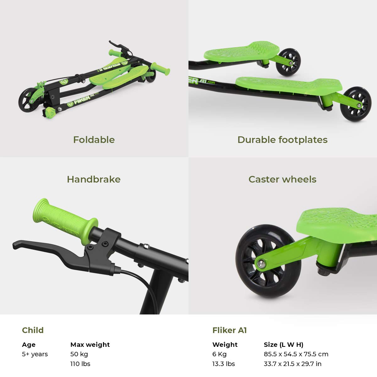 Yvolution Y Fliker Air A1 Push Swing Scooter Winged Speeder Tri