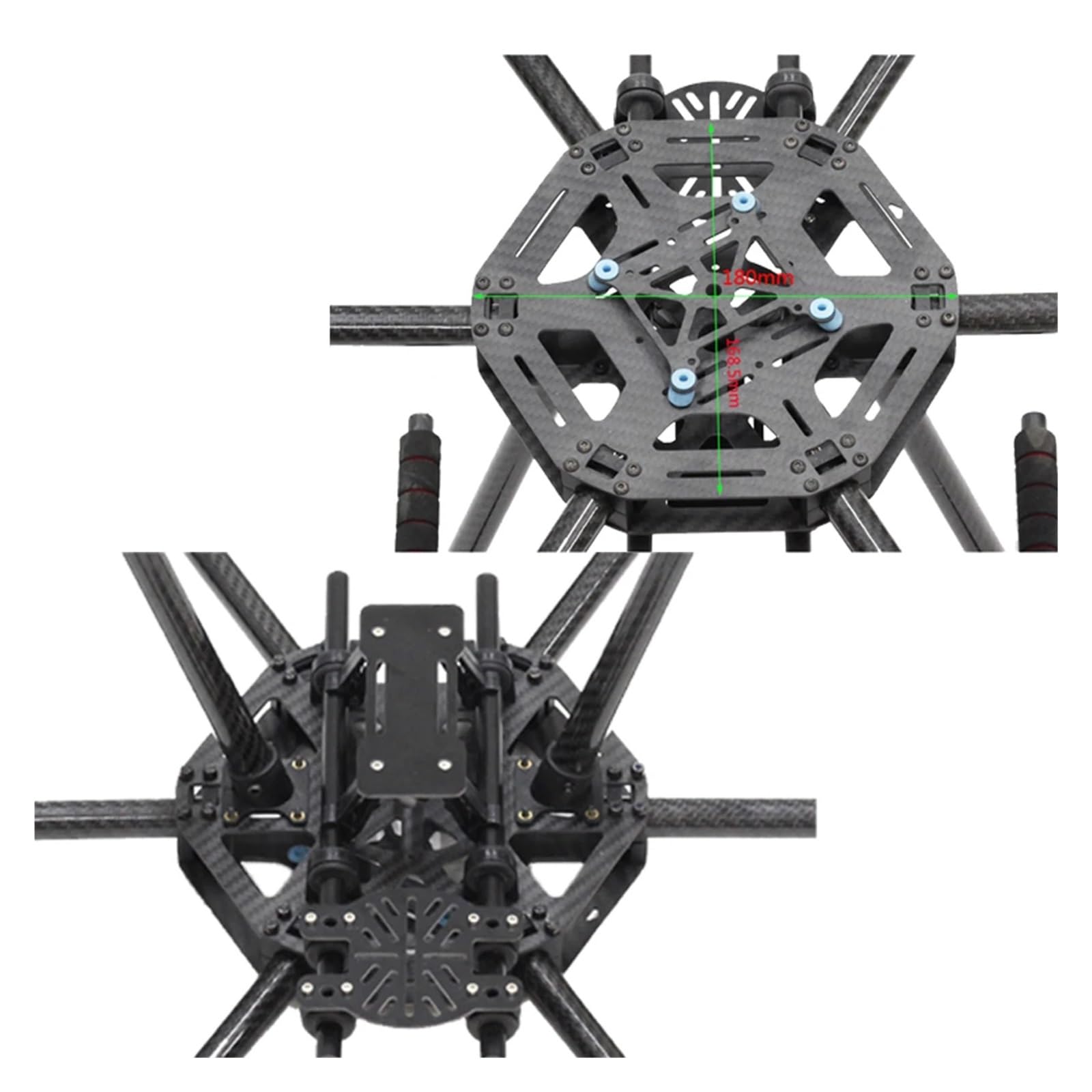FPV Hexacopter Frame X600-X6 Upgraded Version S550 SK500 with Carbon Fiber Landing Gear Skid for RC Multicopter(Glass Fiber Center)