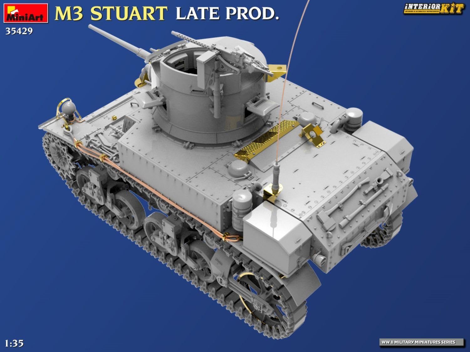Mini Art 35429 1:35 US M3 Stuart Späte Prod. Interior - originalgetreue Nachbildung, Modellbau, Plastik Bausatz, Basteln, Hobby, Kleben, Modellbausatz, Zusammenbauen, unlackiert