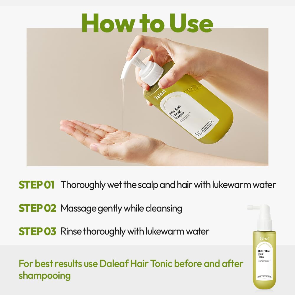 Daleaf Chlorella Better Root Relaxing Shampoo 16.9 oz | Anti-Hair Loss Scalp Treatment with Chlorella Vulgaris | Deep Cleansing & Root Strengthening for Thinning Hair