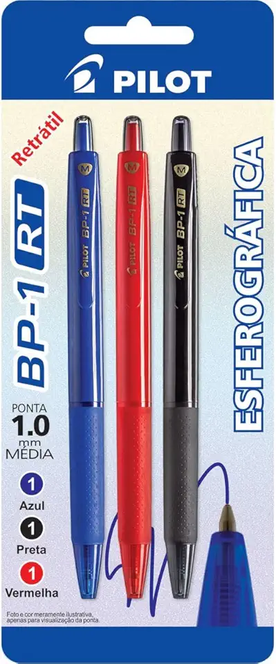 Caneta Esf Az/Pt/Vm Bp-1Rt 1.0Mm Pilot Blister
