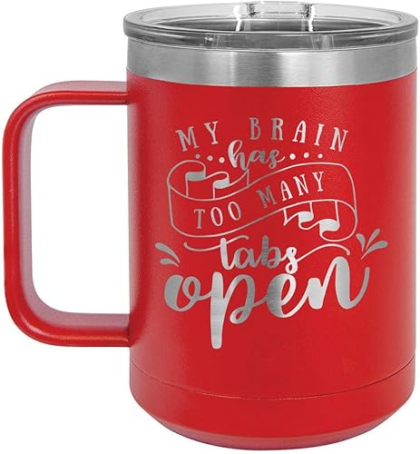 Miniatura 6 de MY BRAIN HAS TOO MANY TABS OPEN Rosa claro Taza de café de 15 oz con tapa deslizante  Taza de café de viaje aislada  Ideas de regalos de cumpleaños
