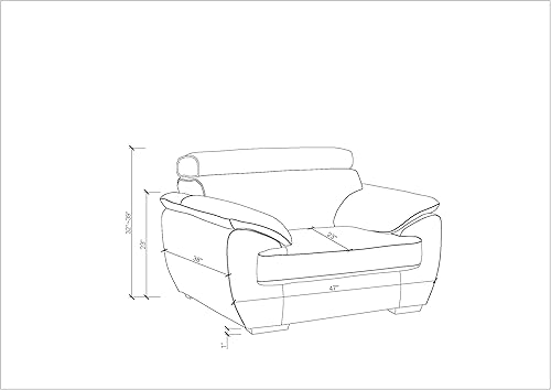 Miniatura 17 de Blackjack Furniture 4571 Veal Collection - Juego de sofá de 3 piezas de piel auténtica, sofás modernos con reposacabezas ajustables, cojines de