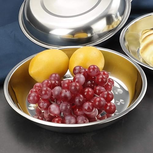 Miniatura 6 de Teyyvn Paquete de 4 platos llanos de acero inoxidable, platos redondos para acampar, 9.2 pulgadas