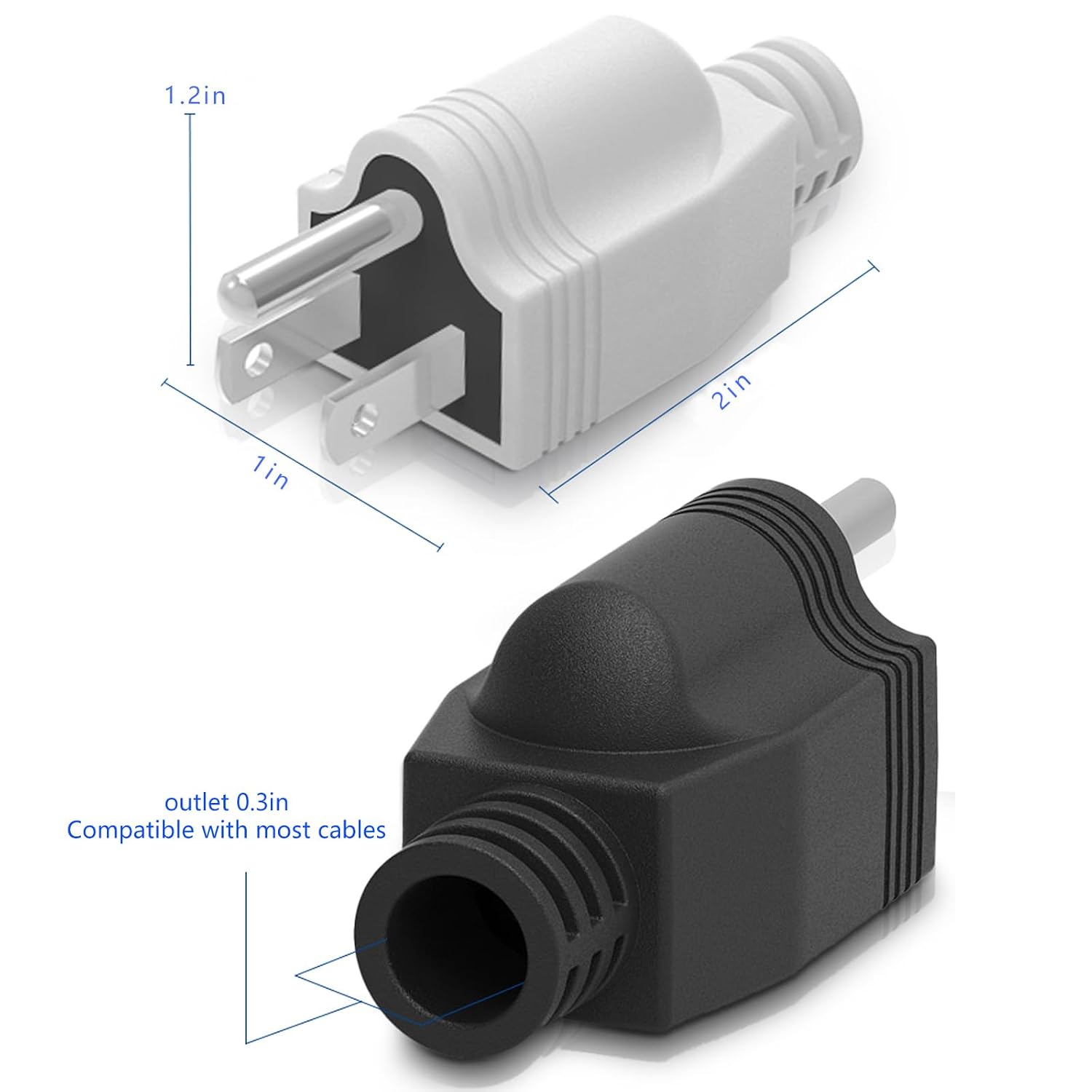 8 Pack Replacement Plugs, 3 Prong Plug(15A 125V) | 3 Prong Replacement Plug, Plug Replacement Includes Screwdriver, Straight Blade Power Connector (Black)