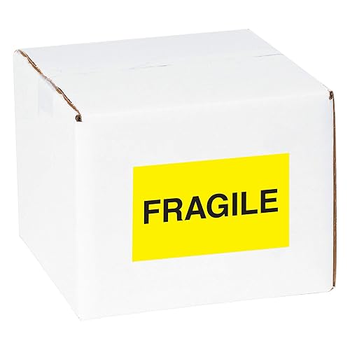Miniatura 2 de Tape Logic Aviditi Tape Logic - Adhesivo adhesivo de advertencia amarillo fluorescente "Fragile" de 3 x 5 pulgadas, para envío, manipulación,