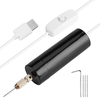SOONHUA Mini Electric Hand Drills Micro USB Portable Handheld Drill with 3 Pcs Bits & and 1 Pc Wrench