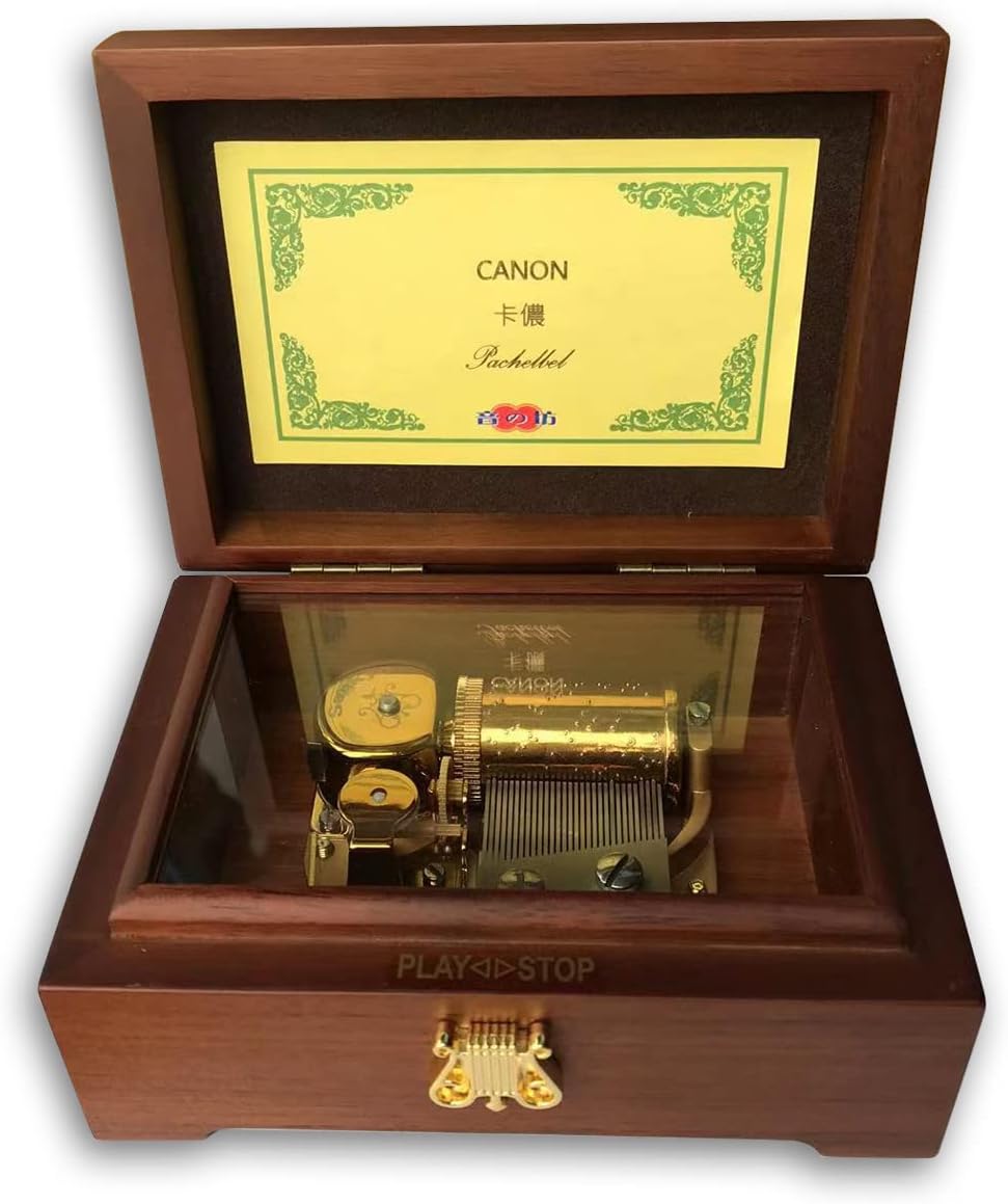 BinkeGG Play [ Memory ] 30 Note High Class Walnut Wooden Wind up Music Box with Sankyo Musical Movement