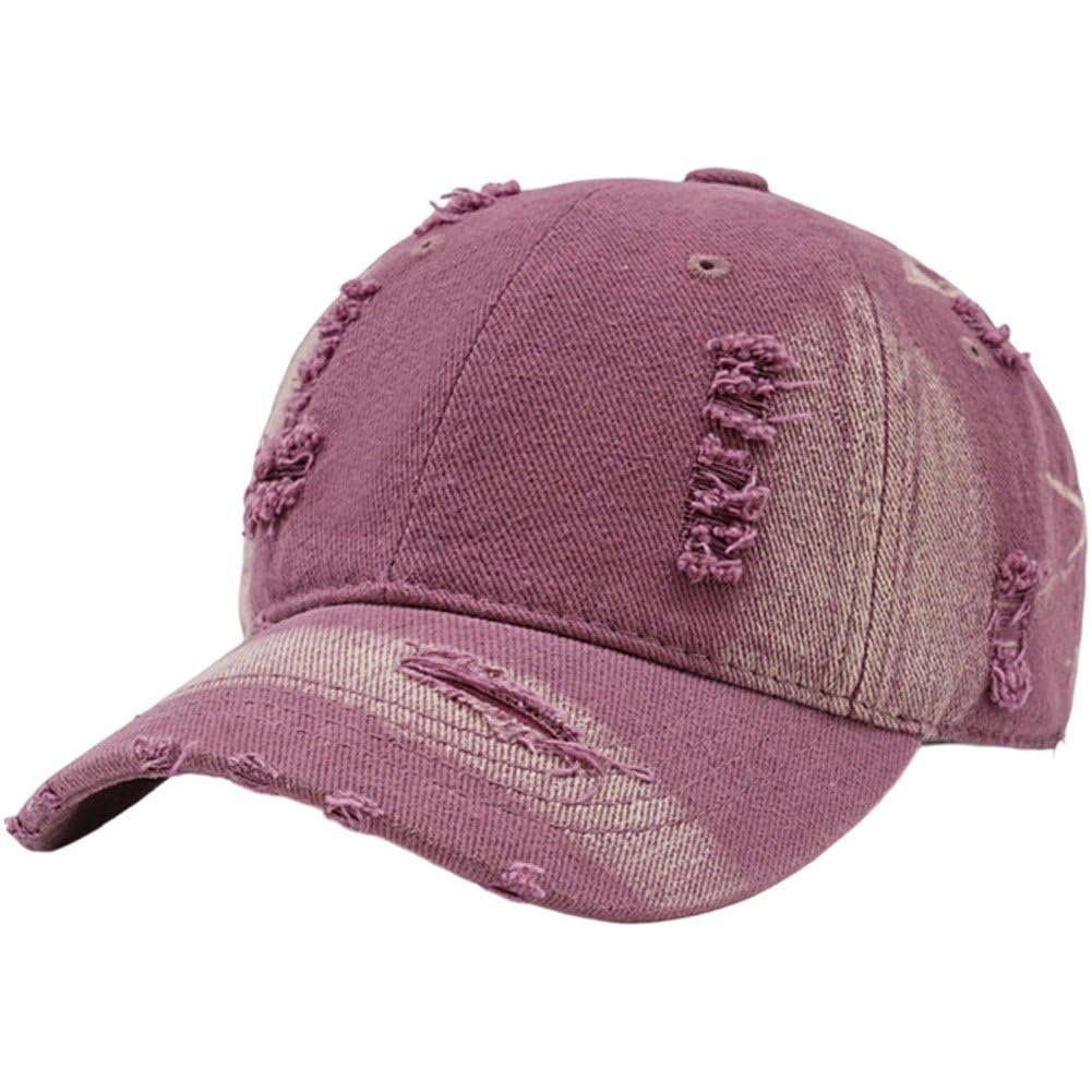 Sslvya Unisex Ripped Distressed Baseball Cap for Men Women Adjustable Trucker Hat Casual Breathable Sports Cap