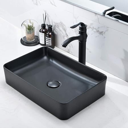 Square Above Counter Vanity Bowl Vessel Sink Bathroom RV Sink - Bathroom Basin Sink, Countertop Porcelain Ceramic Bathroom Sink
