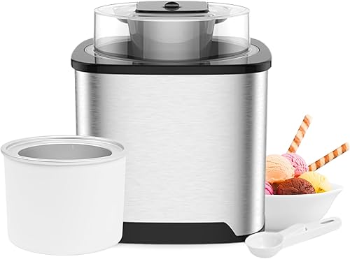 Miniatura 1 de Máquina para hacer helados de 2 cuartos de galón  Máquina de helado suave aislada para gelato, sorbete y yogur congelado  Batidora de helado casera