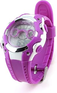 Qtqgoitem Woman Watchband Rounded Case Alarm Digital Sports Wrist Watch Purple (Model: ae4 972 158 ea4 874)