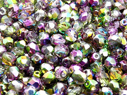 300 Beads 6 Colors Unique Set 610, Czech Fire-Polished Faceted Glass Beads Round 6Mm, 6Fp013 6Fp014 6Fp015 6Fp016 6Fp017 6Fp018 #TOP2