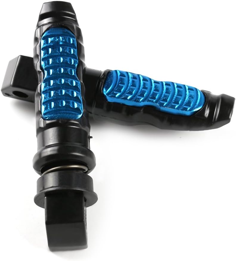 Motorcycle Universal CNC Passenger Rear Foot Pegs Pedal Footrest For Most Motorbikes Blue