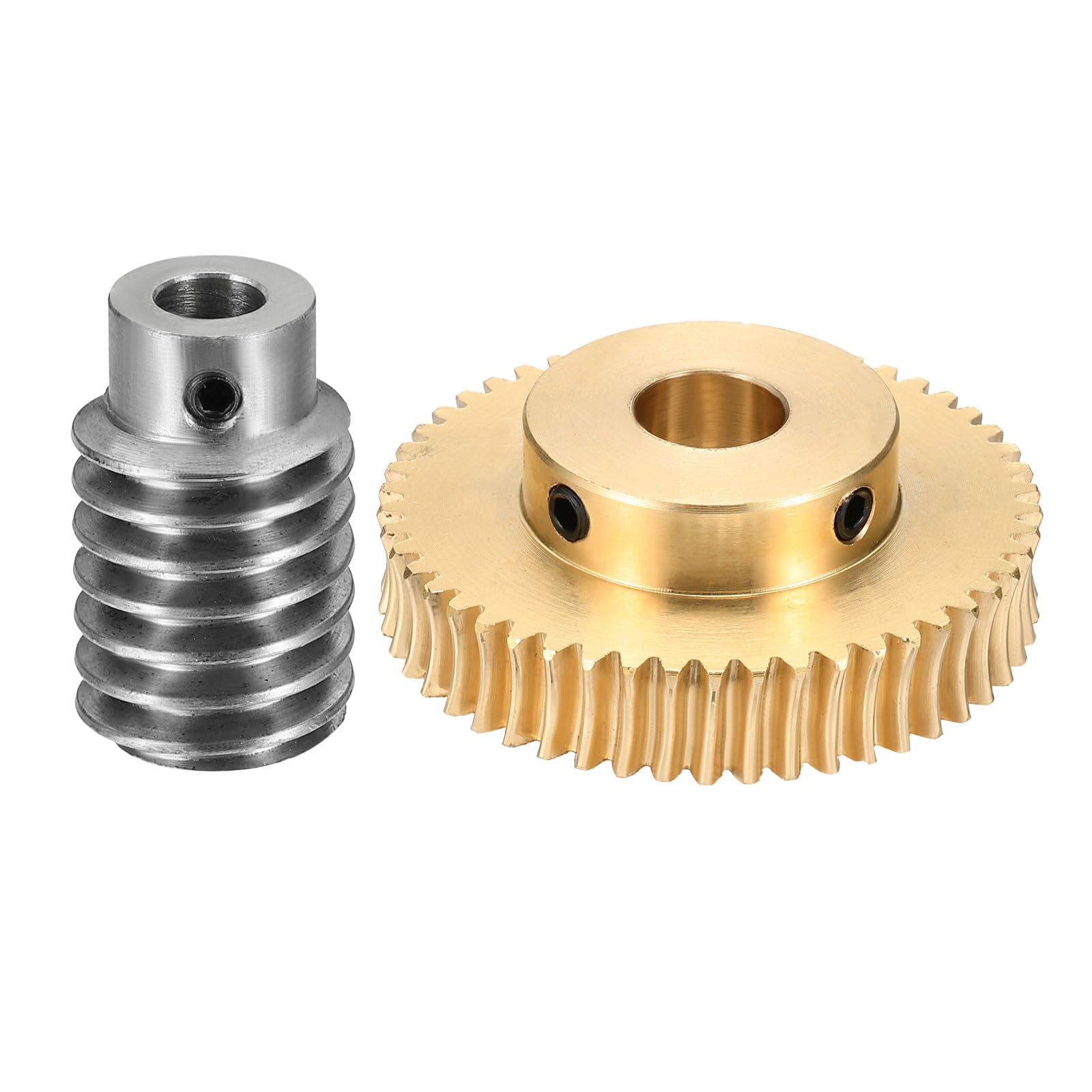 QUARKZMAN Ingranaggio A Vite Senza Fine 50T 1 Modulo Rapporto Riduzione 50:1 Rotazione Destra Ruota Riduzione Trasmissione (Ingranaggio Ottone-Foro 12mm Asta Acciaio #45 Foro 5mm)