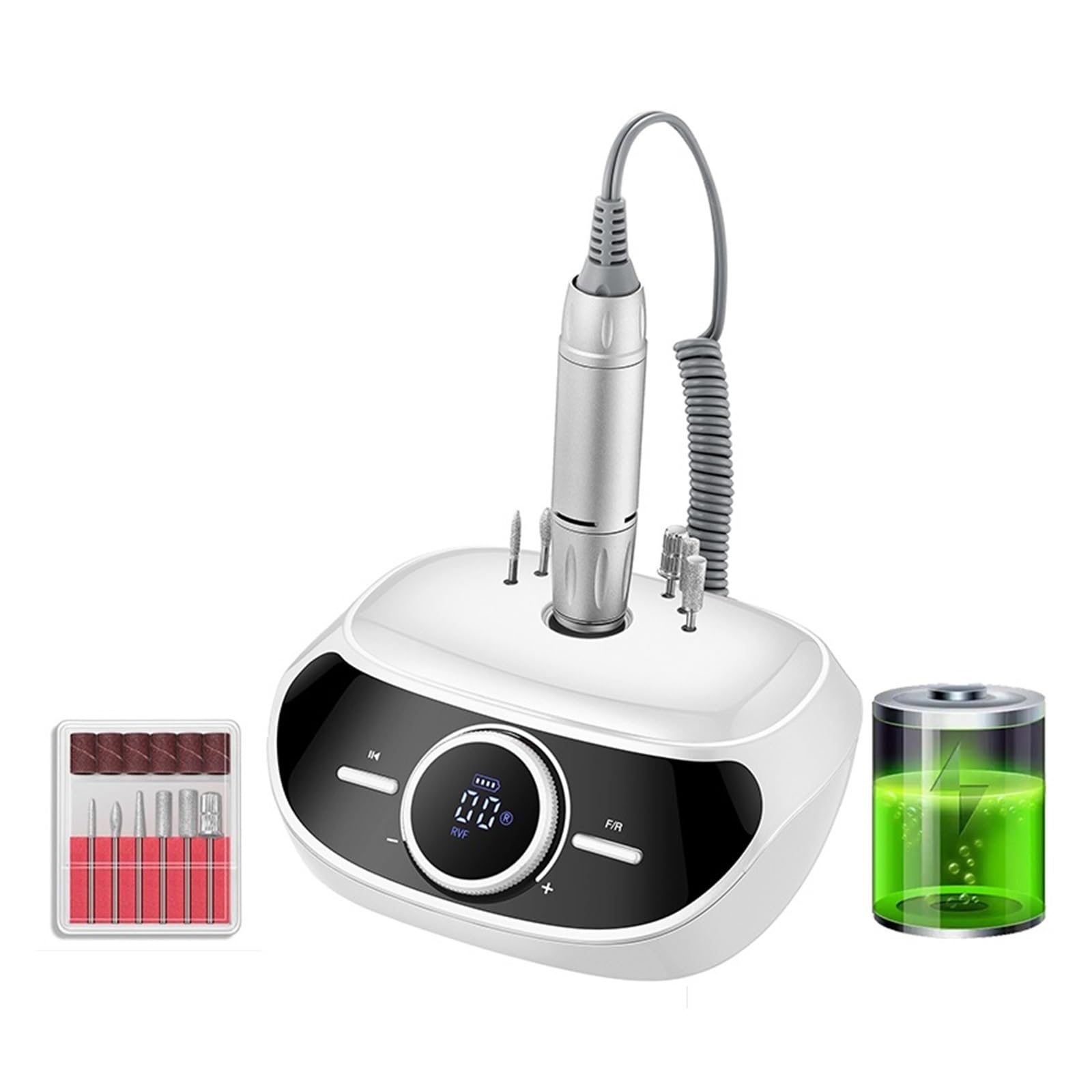 Ponceuse pour Ongles, Perceuse à ongles 35000 tr/min, lime à ongles électrique portable for machine de manucure pédicure, outils de salon d'art des ongles(S303 White)