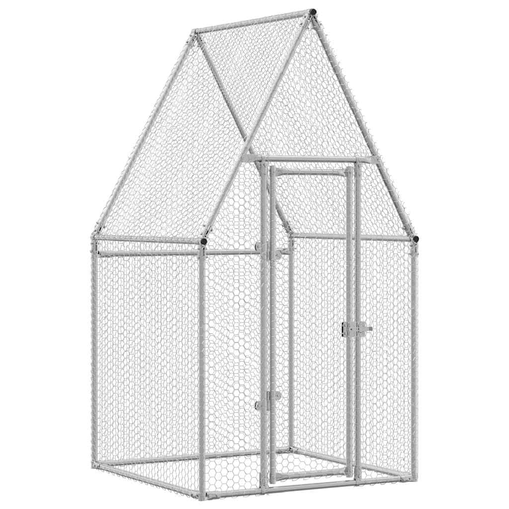 Large Chicken Run for Hens Ducks Outdoor Chicken Enclosure Silver Spacious Galvanised Steel Animal Cage Galvanised Steel Cage 100x100x190 cm