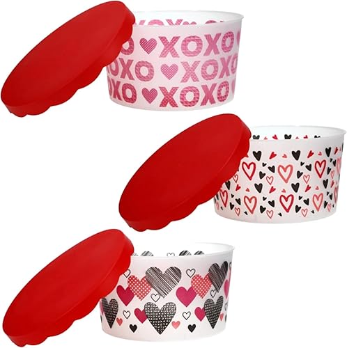 Recipiente de plástico para galletas de San Valentín con tapas festoneadas, recipientes redondos para galletas, dulces, regalo, cajas de regalo para