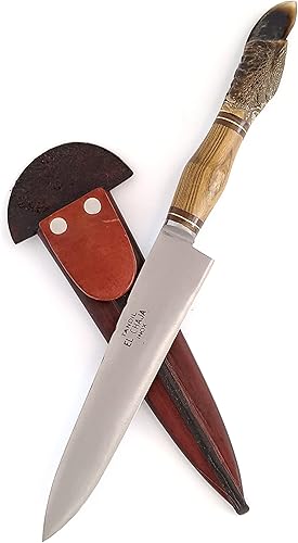 Miniatura 5 de Cuchillo gaucho artesanal de alta durabilidad con mango de madera de guayubira y clavo rhea, acero inoxidable 420 MoV fabricado en Tandil Argentina