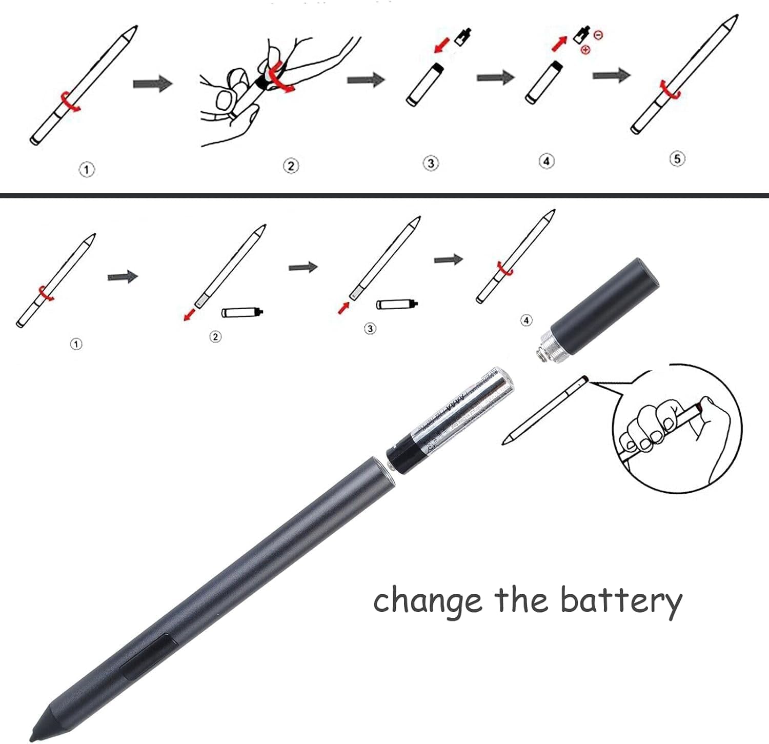 Active Pen PN557W Bluetooth Kompatibel mit Dell Active Pen PN557W,PN556W Kompatibel mit Latitude 5289 2-in-1, Insipron 7420 2-in-1, Precision 5530 2 in 1, XPS 9310 2-in-1, mit Dell 7522