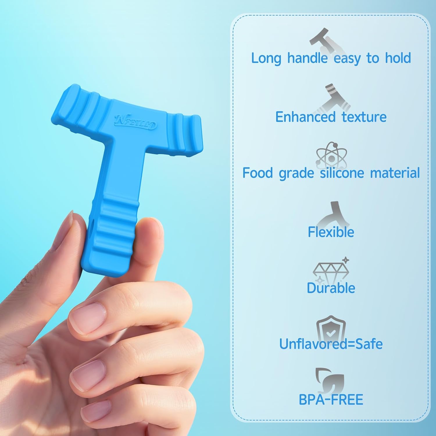 2 Pcs Chewies for Invisalign Aligners, Orthodontic Aligner Chewies Chompers Aligner Trays Seaters Durable Medical Grade Silicone Compatible with Invisible Braces (Blue) - Image 3