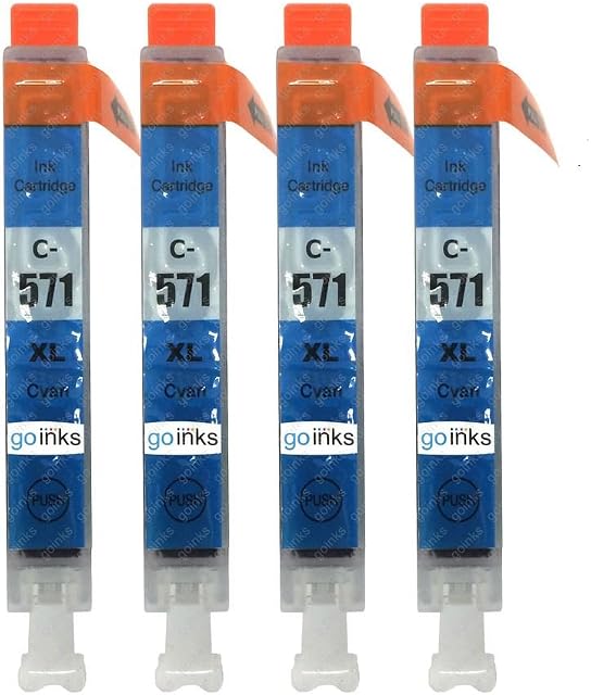 4 Go Inks Cyan Ink Cartridges to replace Canon CLI-571C Compatible/non-OEM for PIXMA Printers