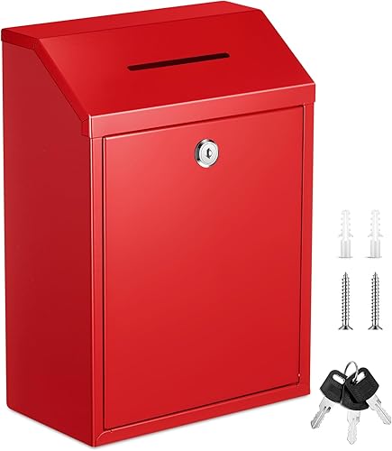 Miniatura 32 de Caja de Donación de Efectivo de Metal Caja de Sugerencias Segura con Candado Buzón Montado en la Pared Contenedor de Boletas de Entrega para Hogar