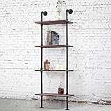 MyGift Industrial Style Metal and Wood Wall-Mounted 4-Tier Display Shelf/Utility Rack