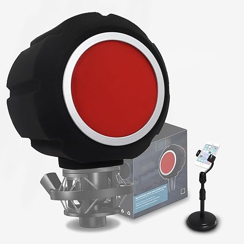 Miniatura 9 de Piwerod Protector de aislamiento de micrófono apto para estudios de grabación, apto para micrófono de 1.77 a 2.36 pulgadas