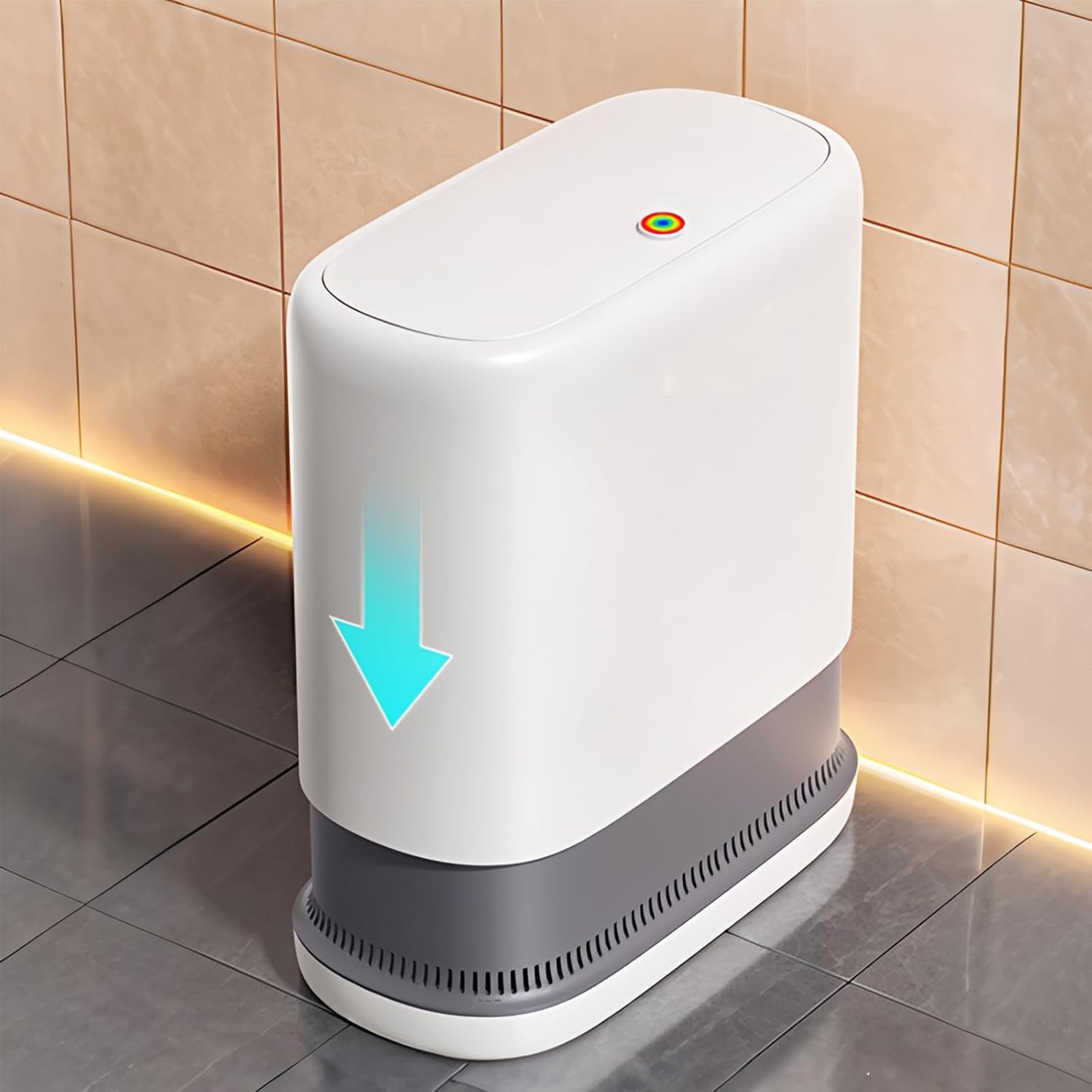funest Bathroom Trash Cans Garbage Can with Press Type Lid 10L Dogproof Slim Plastic Narrow Trash Bin