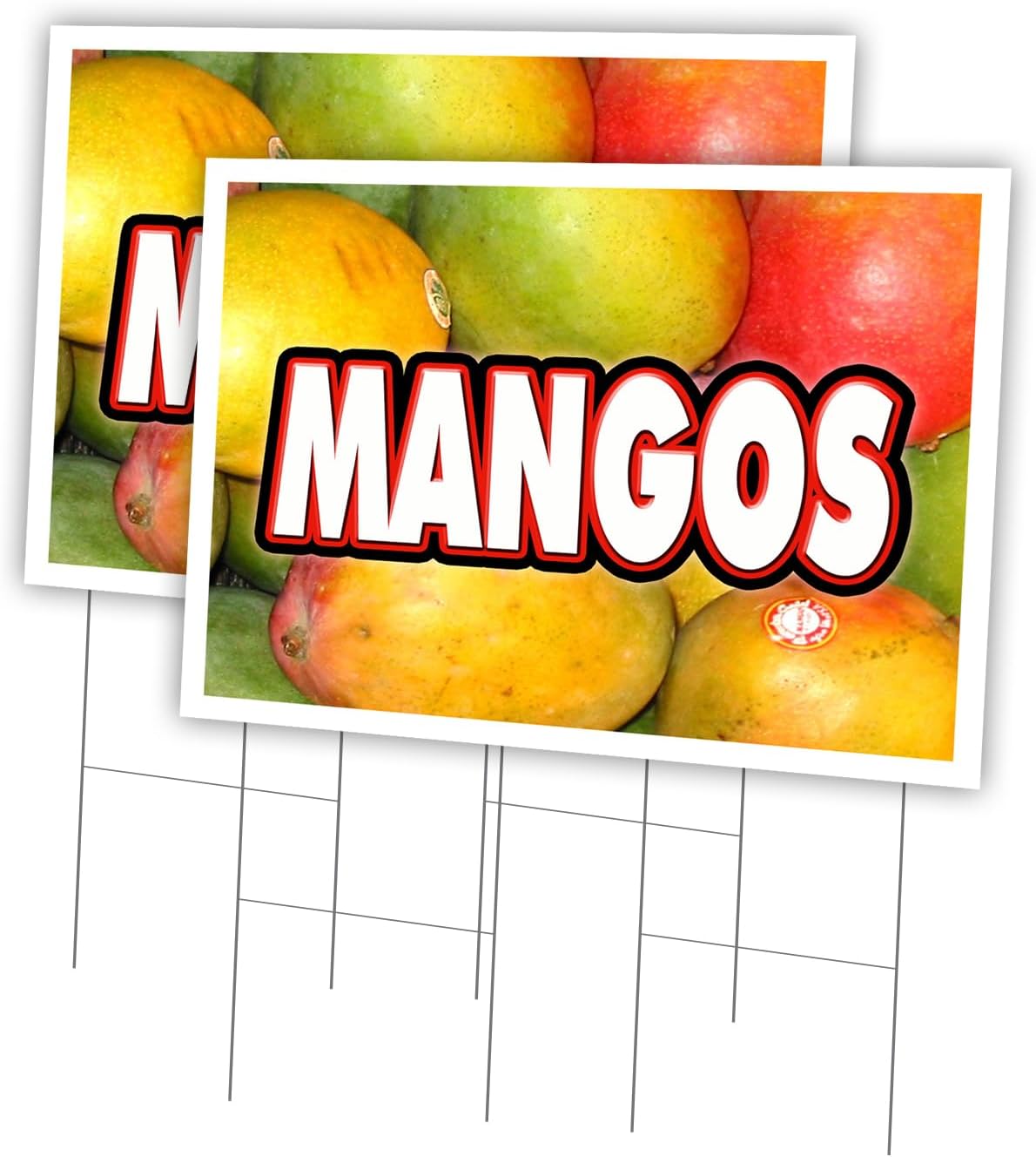 MANGOS 2 Pack of 18" x 24" Yard Sign & Stake | Advertise Your Business | Stake Included Image On Front Only | Made in The USA