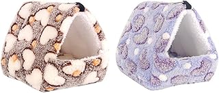 DBAILY Guinea Pig House 2 Pieces Warm Guinea Pig Cuddly Cave Washable Guinea Pig Bed Guinea Pig Accessories for Guinea Pigs, Bunny, Chinchilla, Ferret, Rabbit (Purple, Brown) product image
