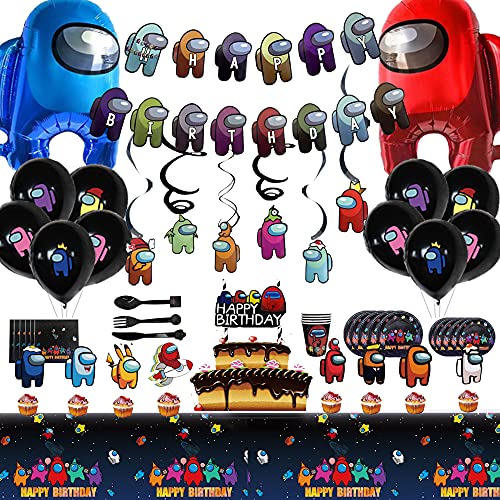 Fruitful Party A-mong Us Birthday Party Supplies, Party Decorations Include Banner, Party Themed Tableware, Balloons Cupcake Toppers For A-mong Us Birthday Party Supply Favors
